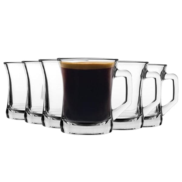 Glass Coffee Mug - 6 Piece Sturdy 200ml Glass Tea and Coffee Mug with Sqaure Handle Set, photo 4