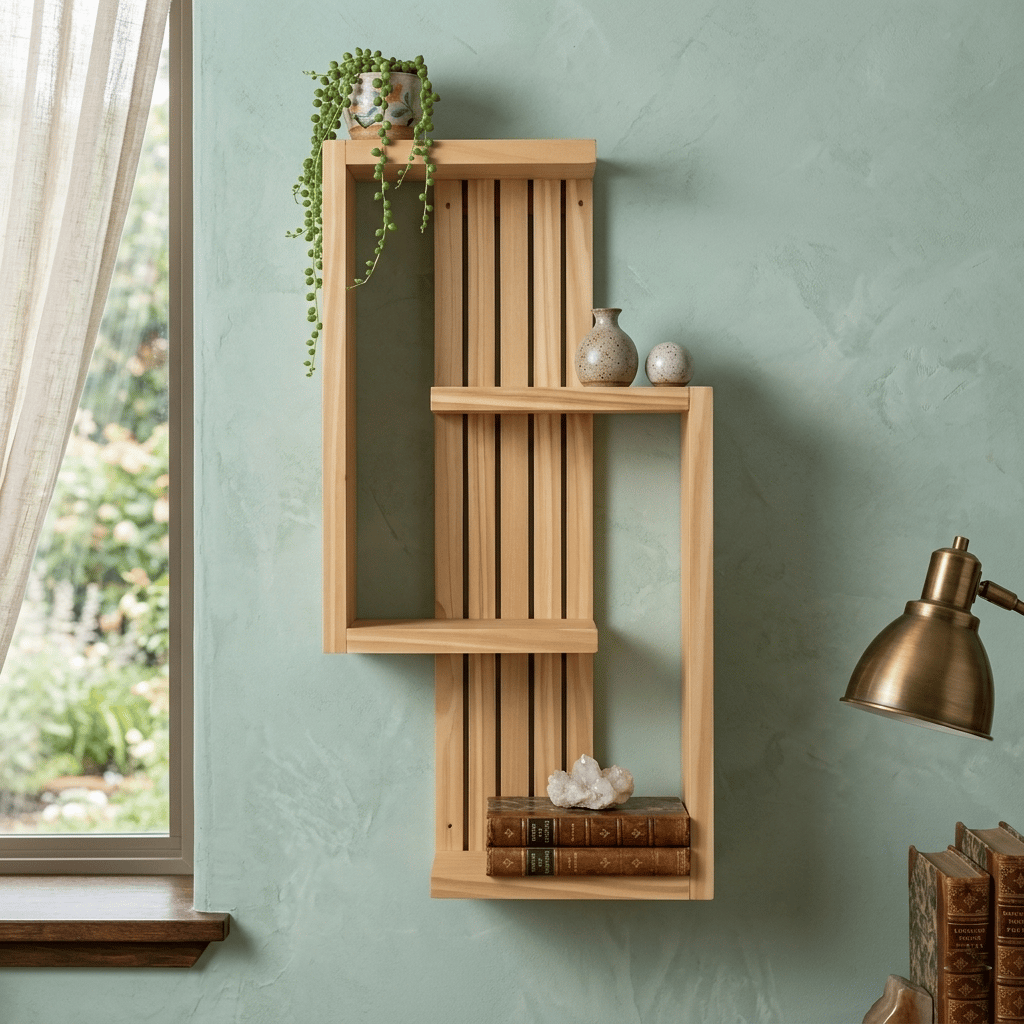 Multi-Tier Wall Mounted Wooden S-Shape Wall Shelf for Plants, Books, Photo Frames and Home Décor, photo 3