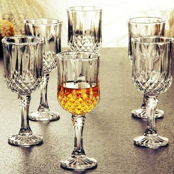 White Wine Glass Set - 6 Piece Clear White Goblet Wine Glass Set, photo 1