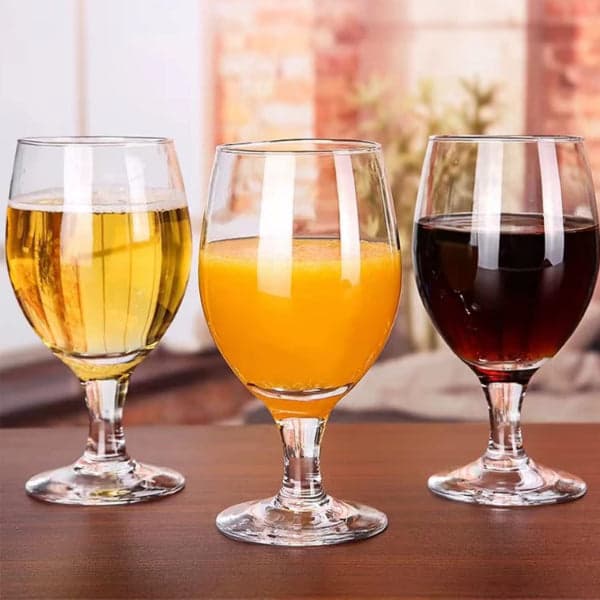 Drinking Glass Set - 6 Piece Multipurpose Short Stemmed Goblet Glass Set, photo 1