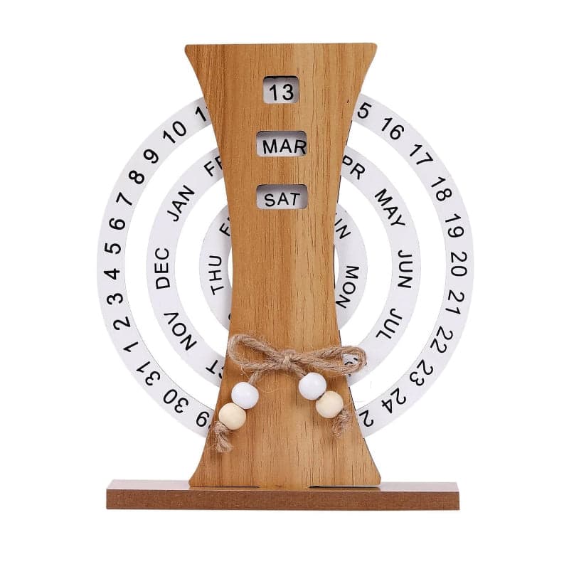 Ferris Wheel-Shaped Manual Rotating Wooden Disc Perpetual Calendar, photo 2