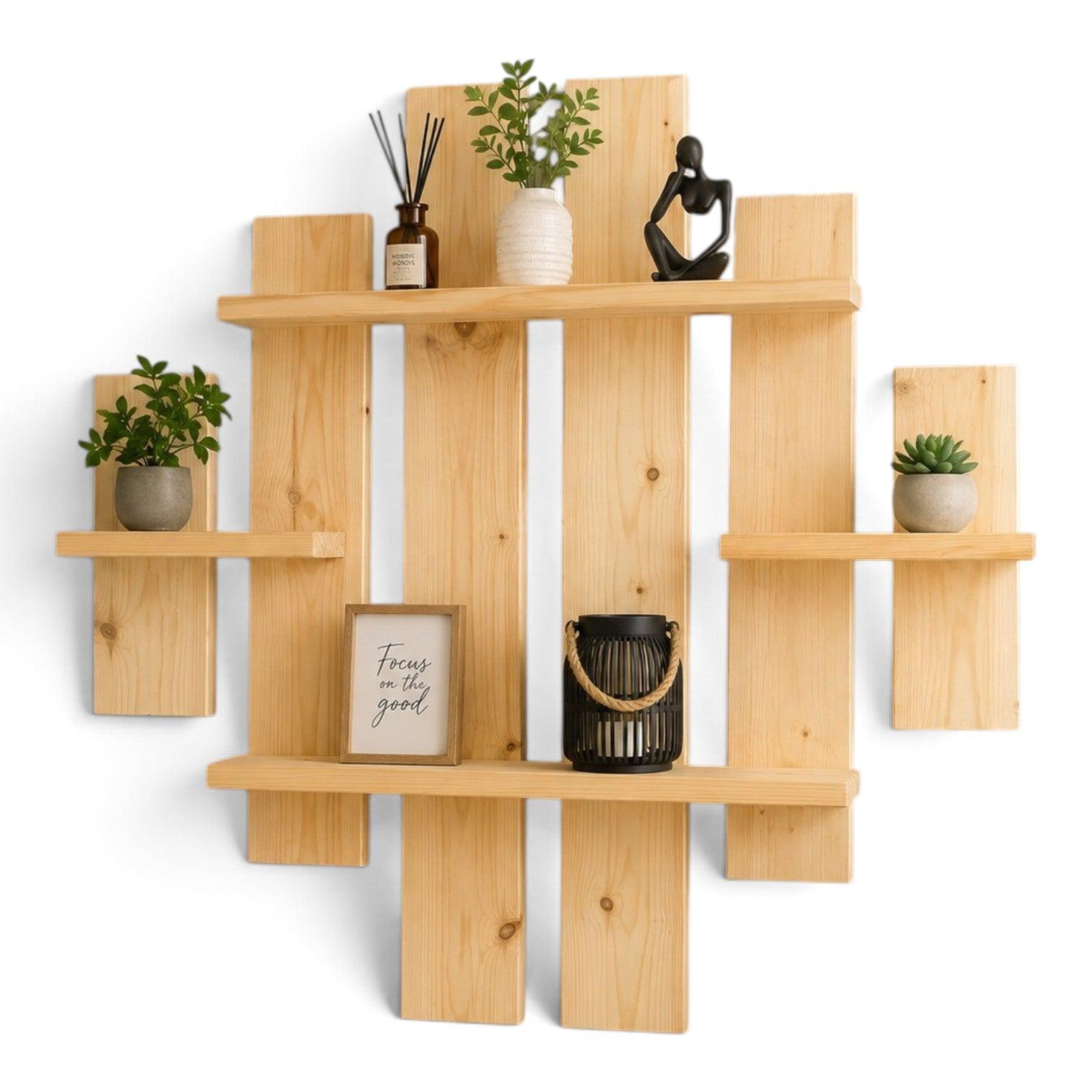 Multi-Tier Wall Mounted Wooden Modern Floating Wall Shelf for Plants, Books, Photo Frames and Home Décor, photo 2