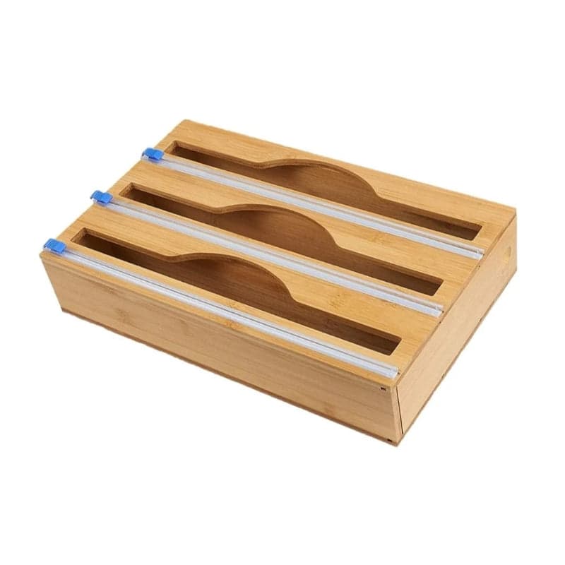 Tripple Layer Bamboo Plastic Cling Wrap Dispenser with Cutter, photo 2