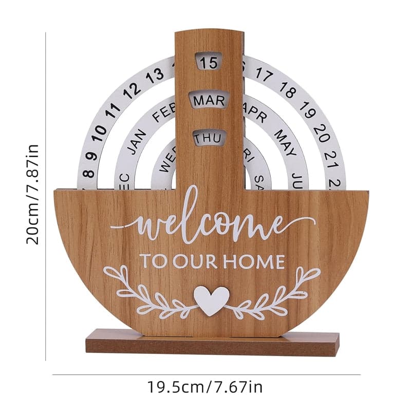 Shovel-Shaped Manual Rotating Wooden Disc Perpetual Calendar, photo 6