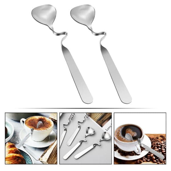 Curved Handle Spoons - Set of 6 Stainless Steel Curved Handle Stirring Twist Dessert Coffee Spoons, photo 5