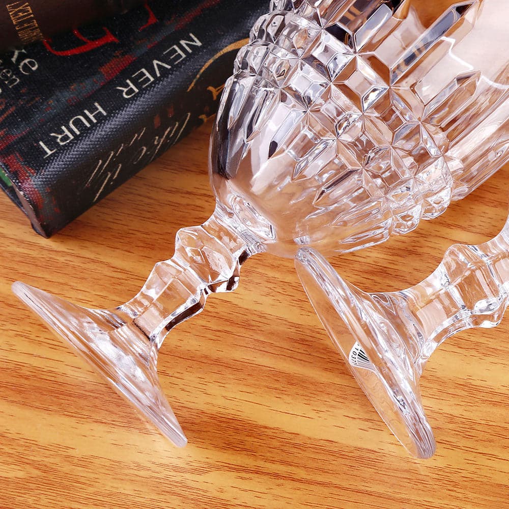 Embossed Wine Glass - 6 Piece Embossed Design Glassware Wine Glass Goblets Set, photo 5