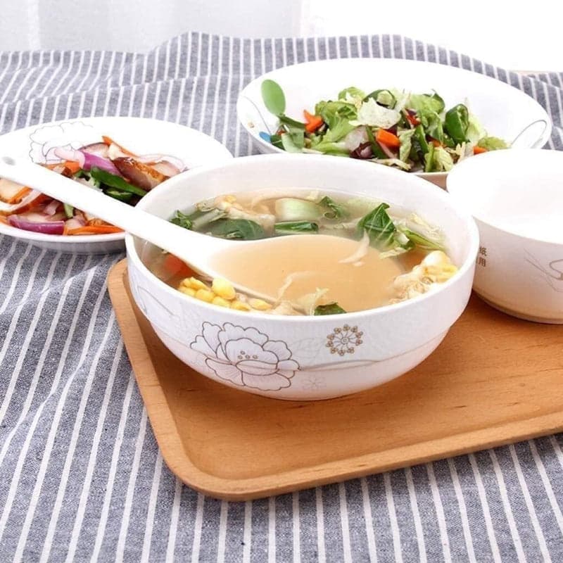 Set of 3 Large 25cm Stackable Kitchen Ceramic Bowls for Family Daily Use, photo 3