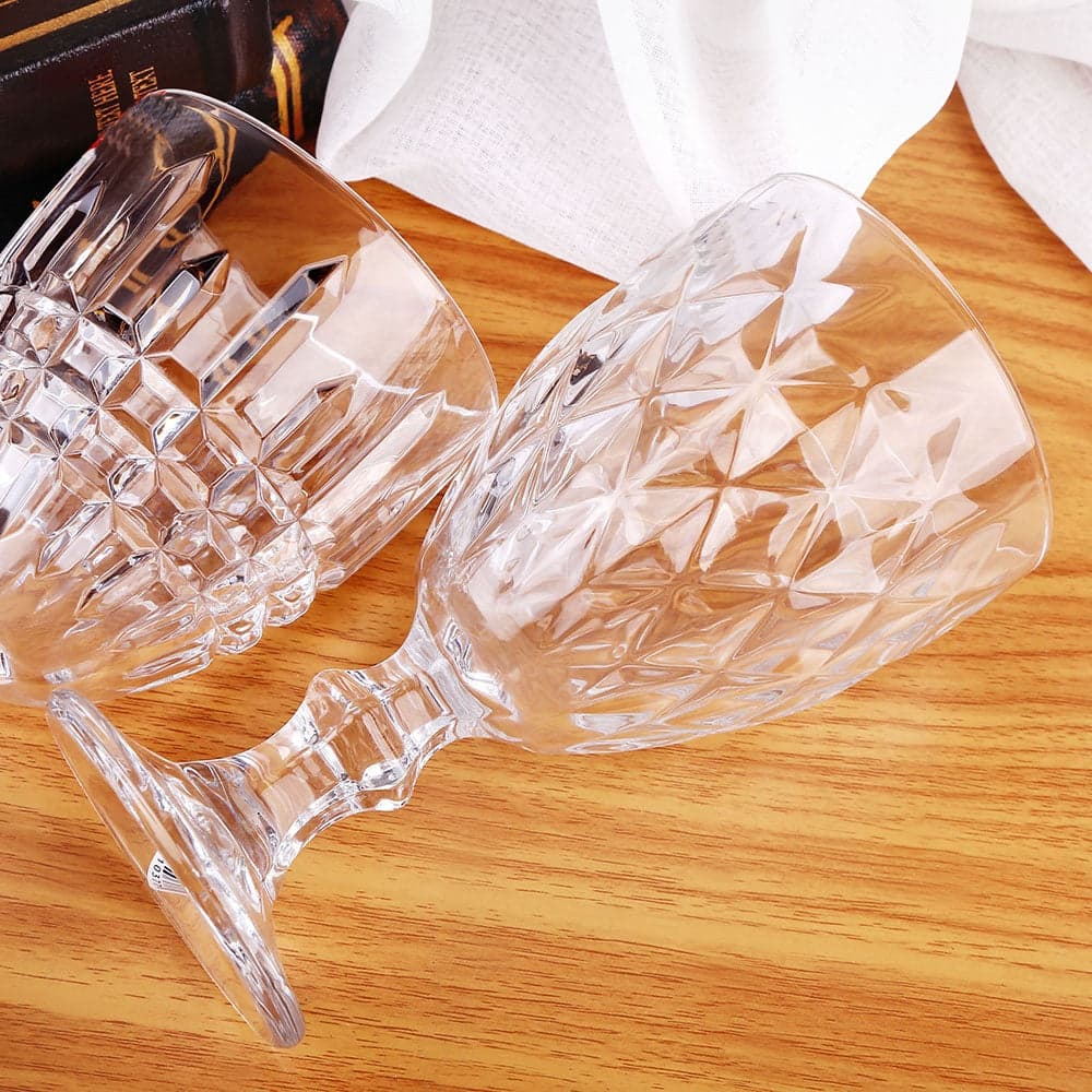 Embossed Wine Glass - 6 Piece Embossed Design Glassware Wine Glass Goblets Set, photo 4