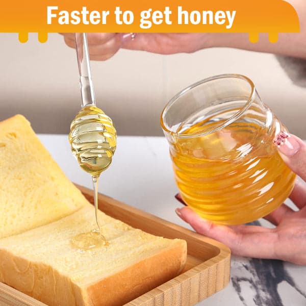 Glass Honey Jar - Clear Borosilicate Glass Honey Jar with Dipper and Dustproof Lid, photo 4
