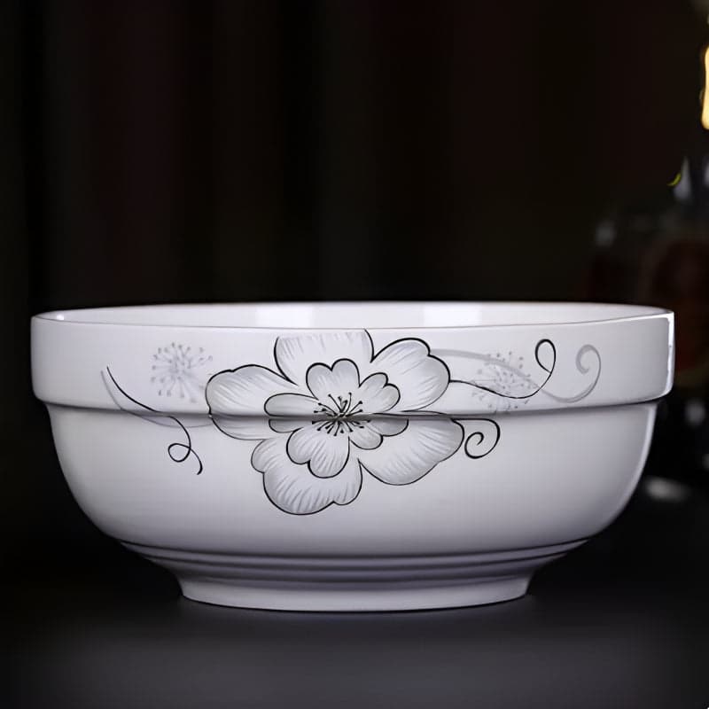 Set of 3 Large 25cm Stackable Kitchen Ceramic Bowls for Family Daily Use, photo 4