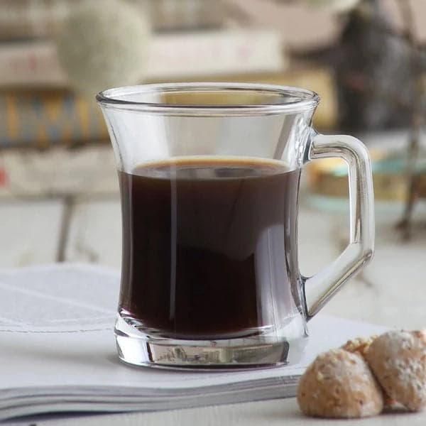 Glass Coffee Mug - 6 Piece Sturdy 200ml Glass Tea and Coffee Mug with Sqaure Handle Set, photo 1