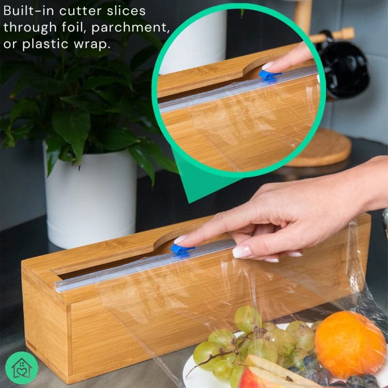 Bamboo Plastic Cling Wrap Dispenser with Cutter, photo 3