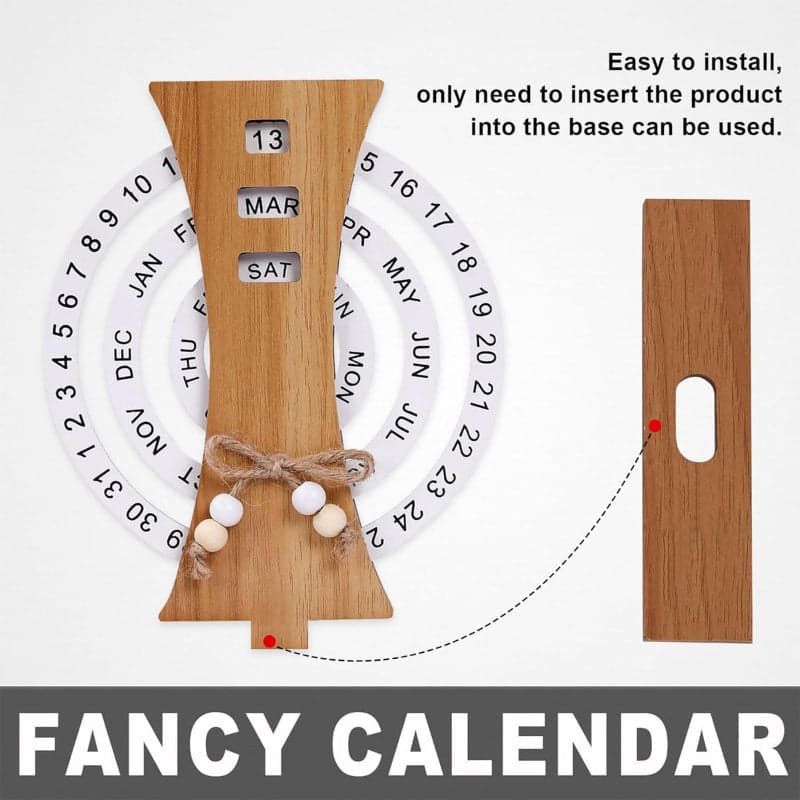Ferris Wheel-Shaped Manual Rotating Wooden Disc Perpetual Calendar, photo 4