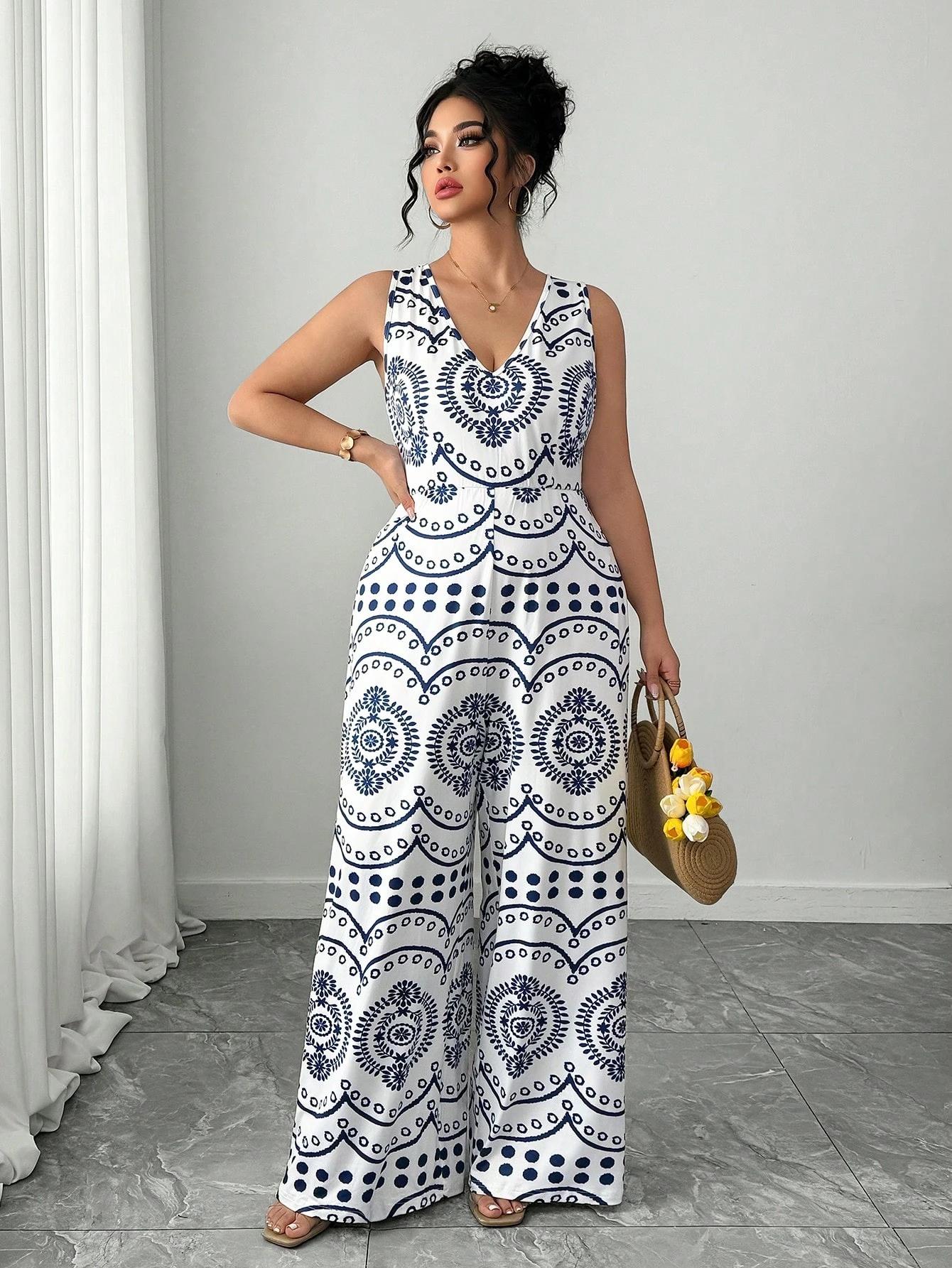 Blue and White Curve Jumpsuit, photo 1