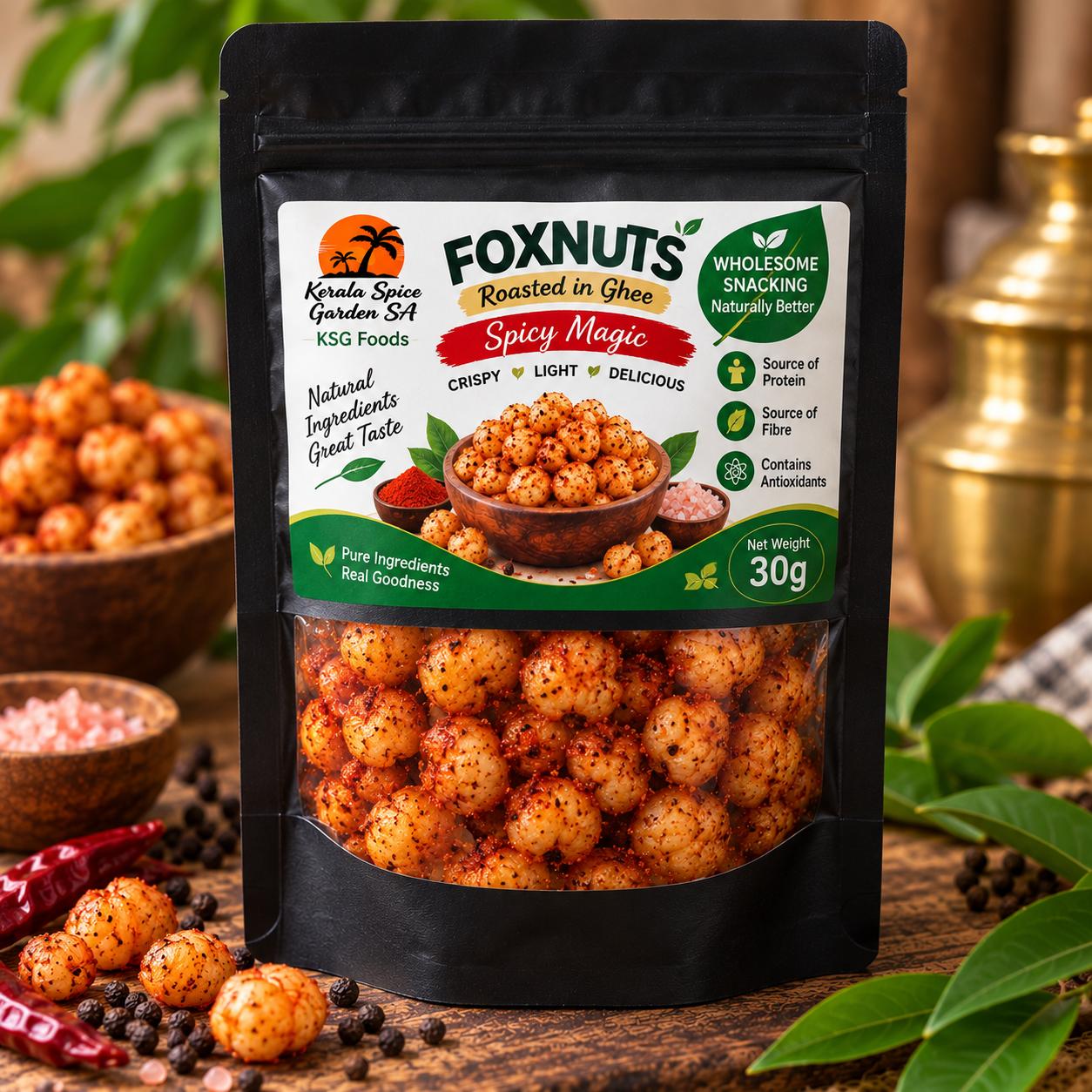 Spicy Magic Fox Nuts (Makhana) | Roasted in Ghee | 30g
