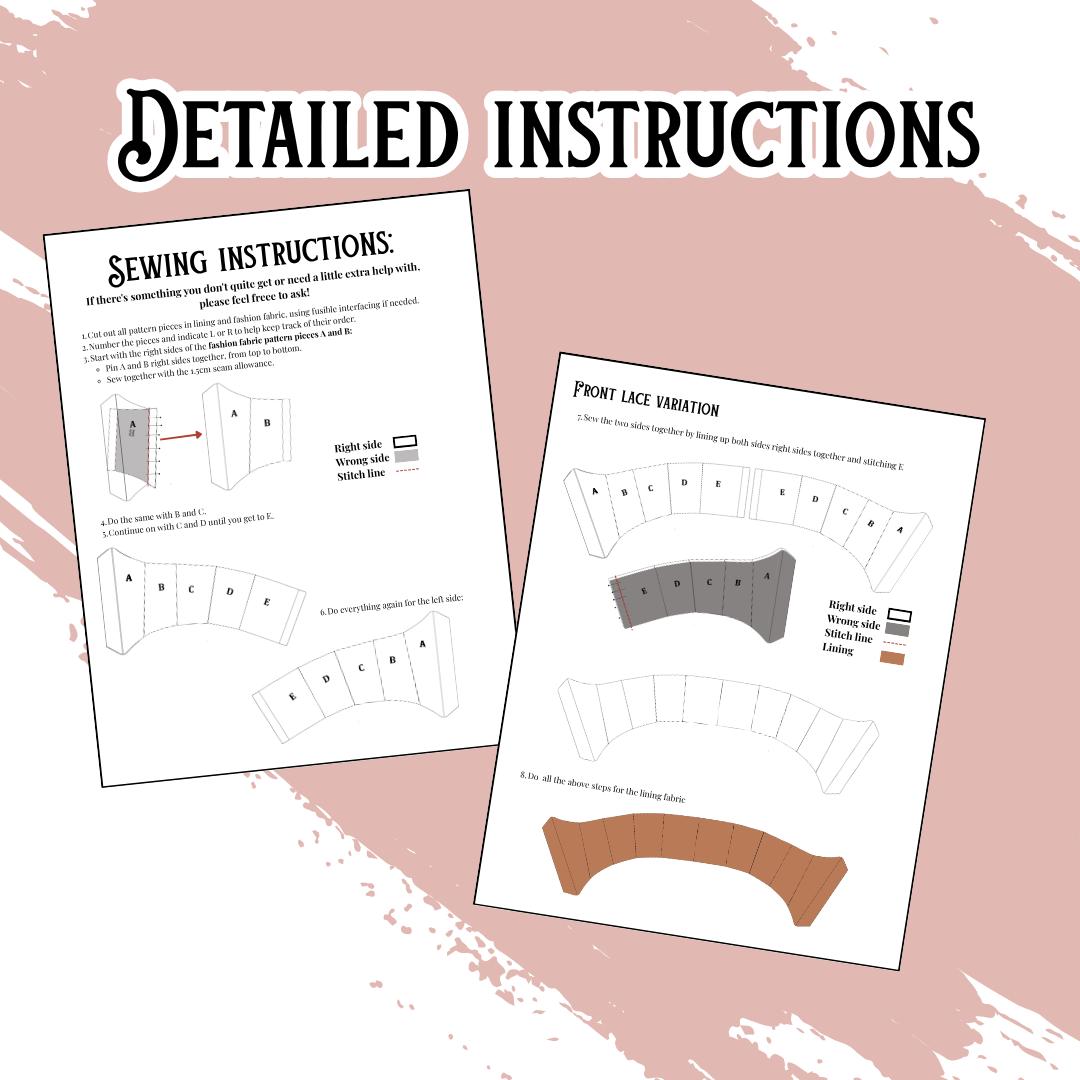 Underbust corset belt pattern PDF print, photo 5