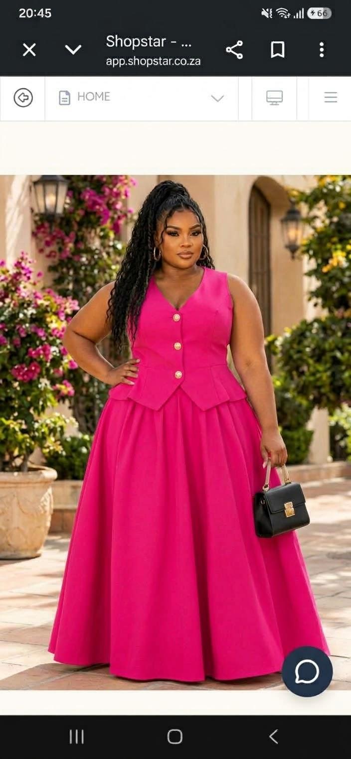 Sleveless Button Front Pleplum Top and Maxi Skirt Set, photo 2