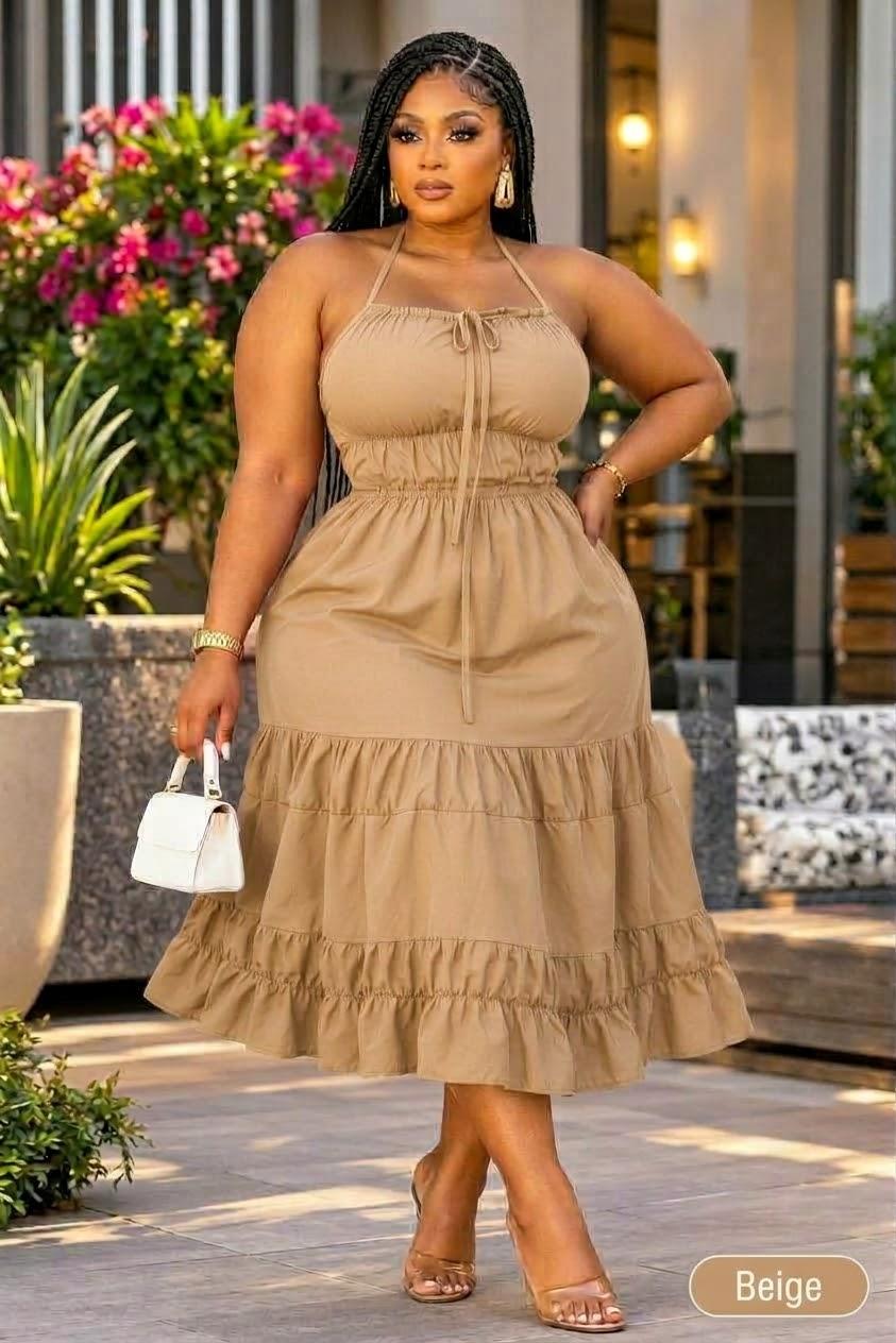 Ruched Tiered Halter Maxi Dress, photo 4