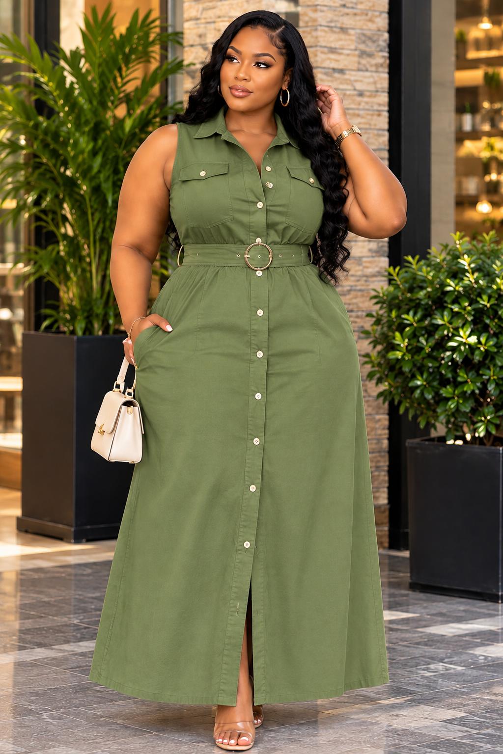 Sleveless Belted Shirt Midi Dress, photo 3