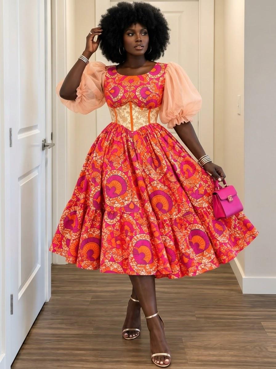 Stylish flared midi dress, photo 1