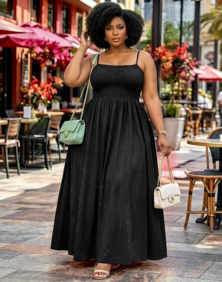Smocked Spaghetti-Strap Maxi Dress, photo 2