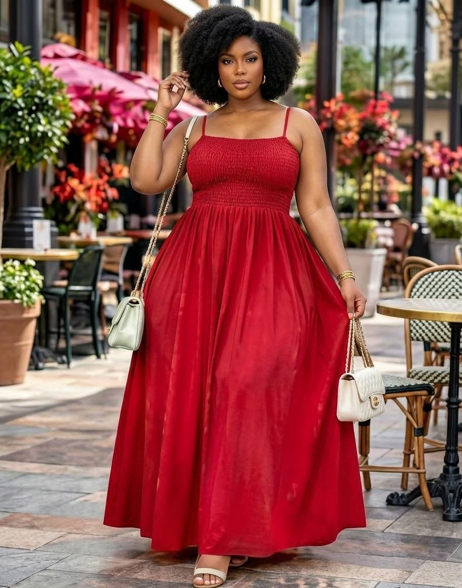 Smocked Spaghetti-Strap Maxi Dress, photo 1