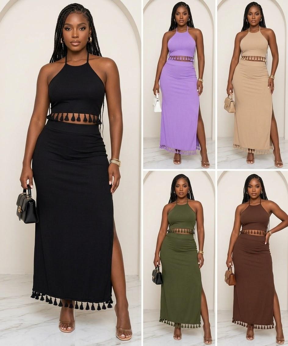 One Shoulder Crop Top & Maxi skirt Set, photo 2