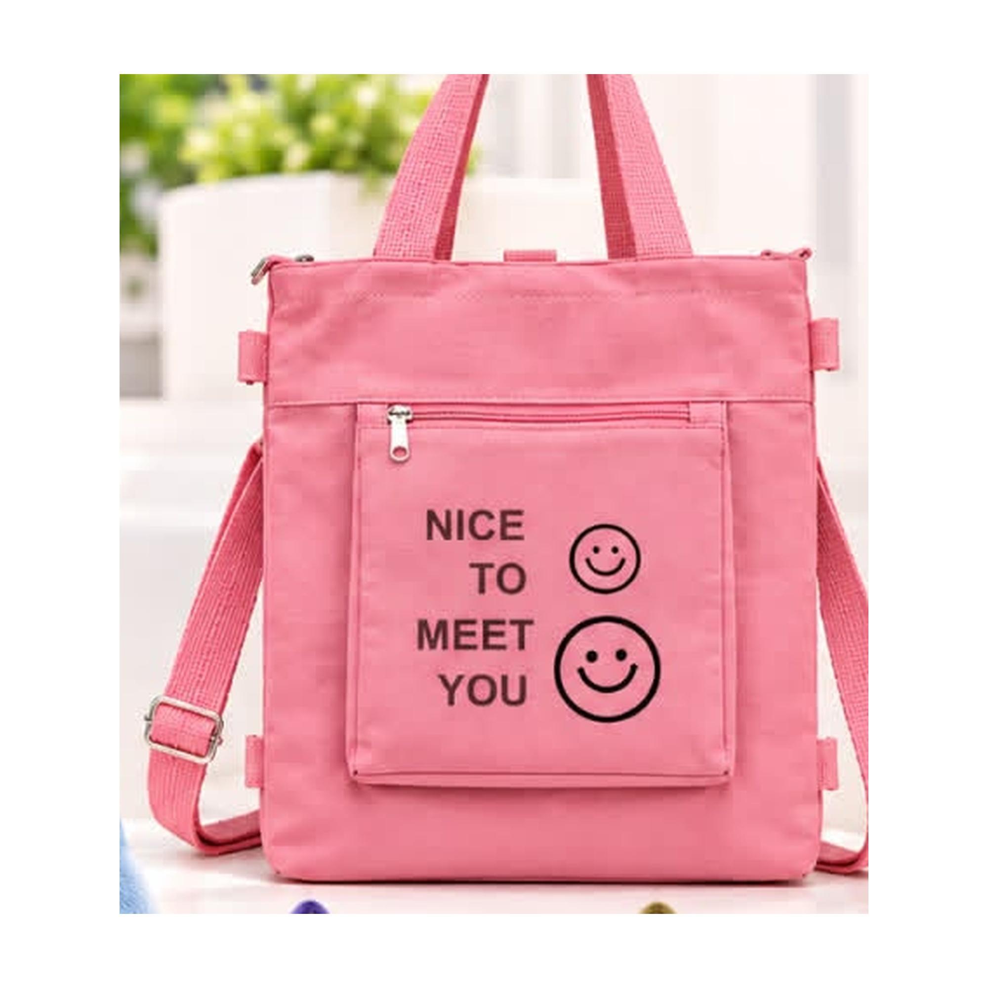 G818-1# Tote - NICE TO MEET YOU Smile Tote - Crossbody + Shoulder (5 Colours), photo 2
