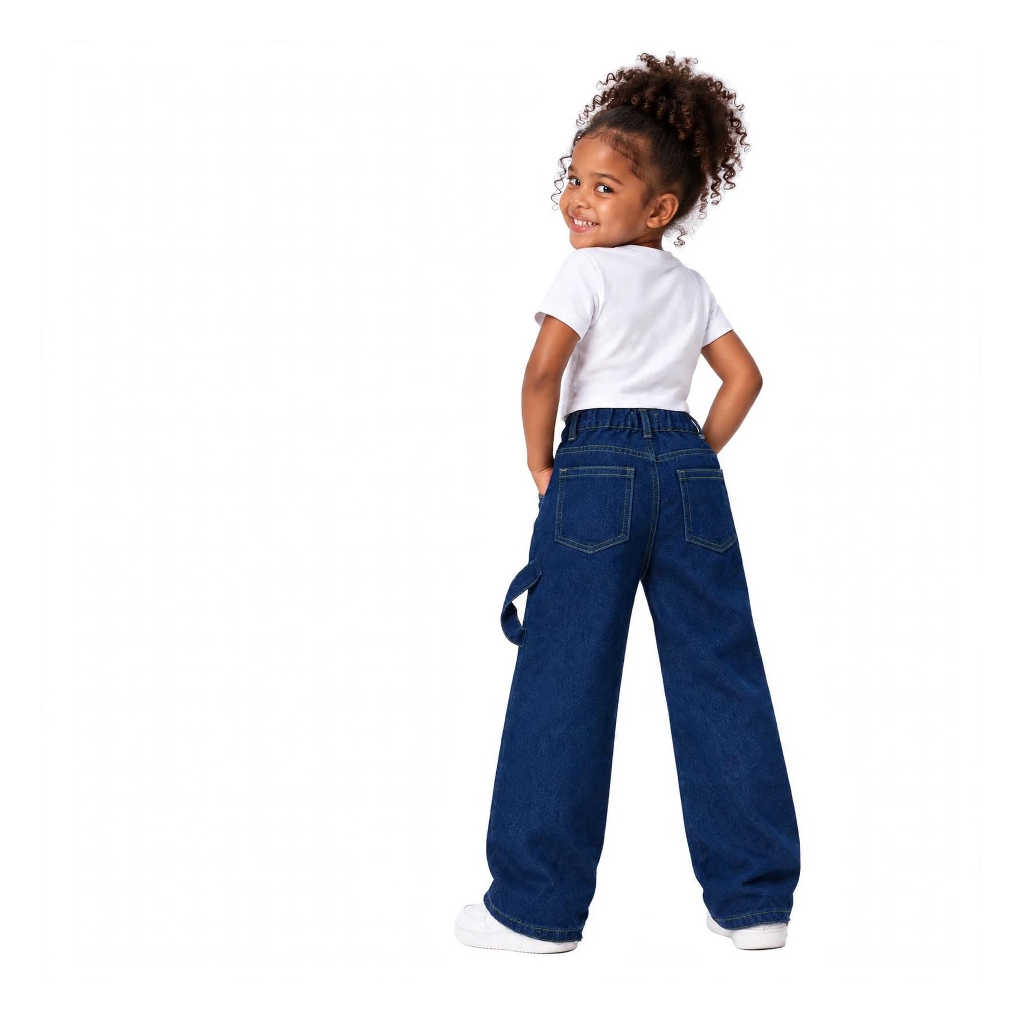 T7173# Kids Wide Leg Jeans - Girls Denim Cargo - Age 7/8 to 15/16 Years, photo 2
