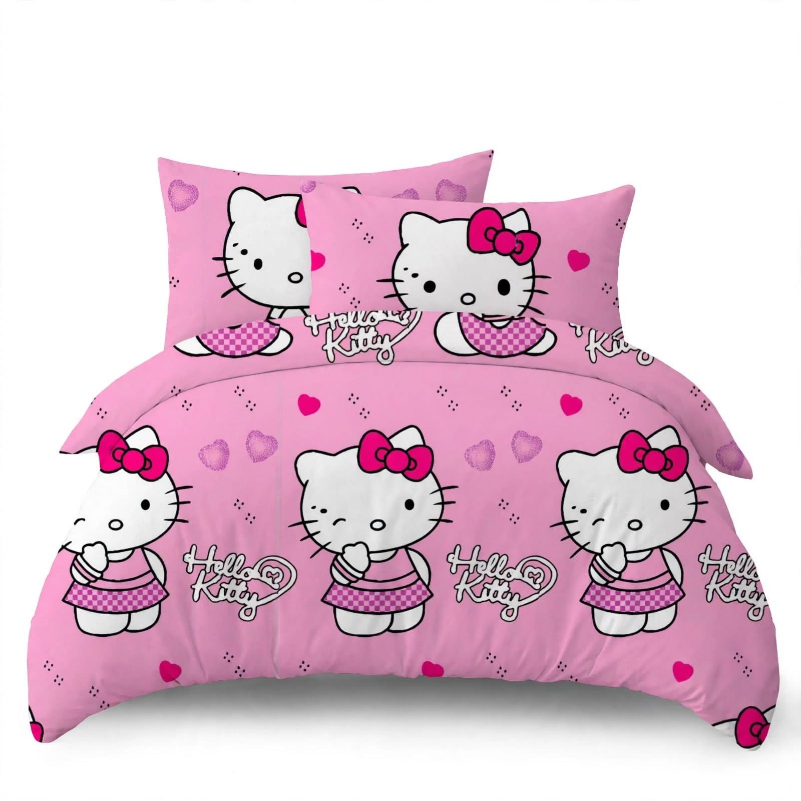 Cartoon Bedding Set 3-Piece - Single - Minnie Mouse, Hello Kitty, Spiderman - 4 Designs, photo 3