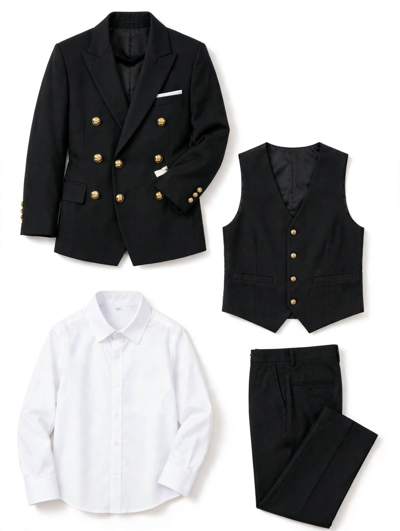 Boys Formal Suit 4-Piece Set - Blazer + Vest + Pants + Bowtie (Ages 2-10), photo 4