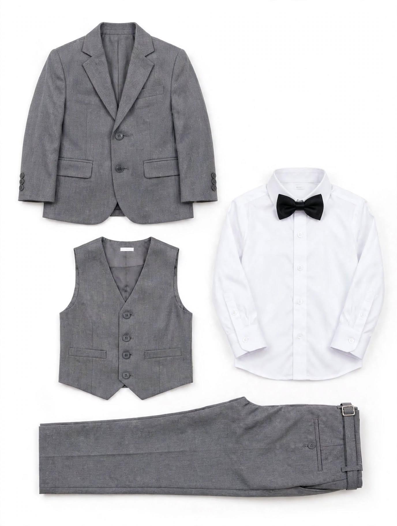 Boys Formal Suit 4-Piece Set - Blazer + Vest + Pants + Bowtie (Ages 2-10), photo 3