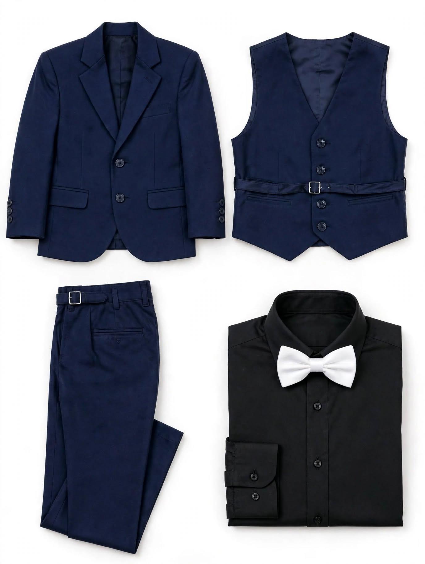 Boys Formal Suit 4-Piece Set - Blazer + Vest + Pants + Bowtie (Ages 2-10), photo 2
