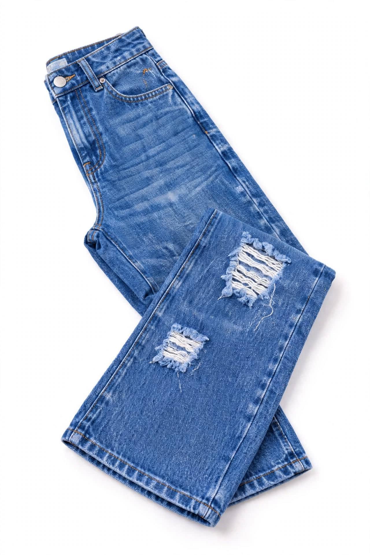 Women's Wide Leg Ripped Jeans - High Waist Baggy Denim - S to XL, photo 4