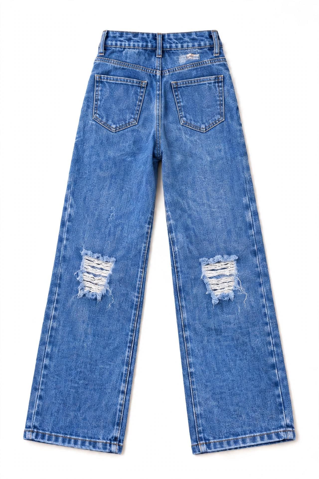 Women's Wide Leg Ripped Jeans - High Waist Baggy Denim - S to XL, photo 3