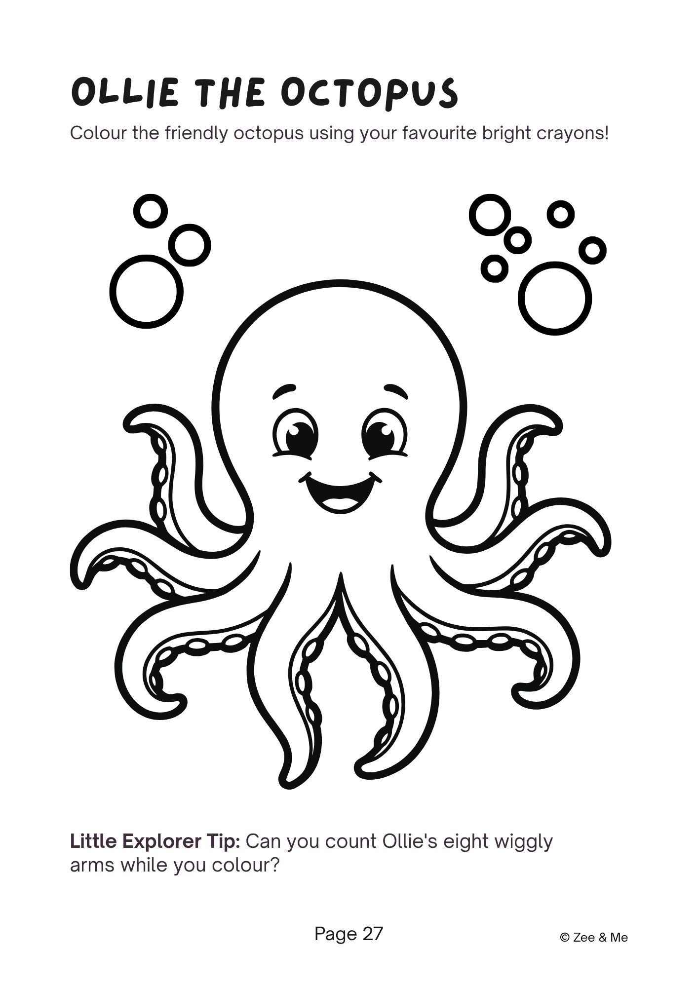 Ollie the Octopus Colouring Page, photo 1